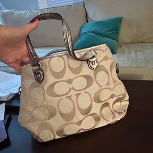 Coach purse- never used gold and khaki with pink accents